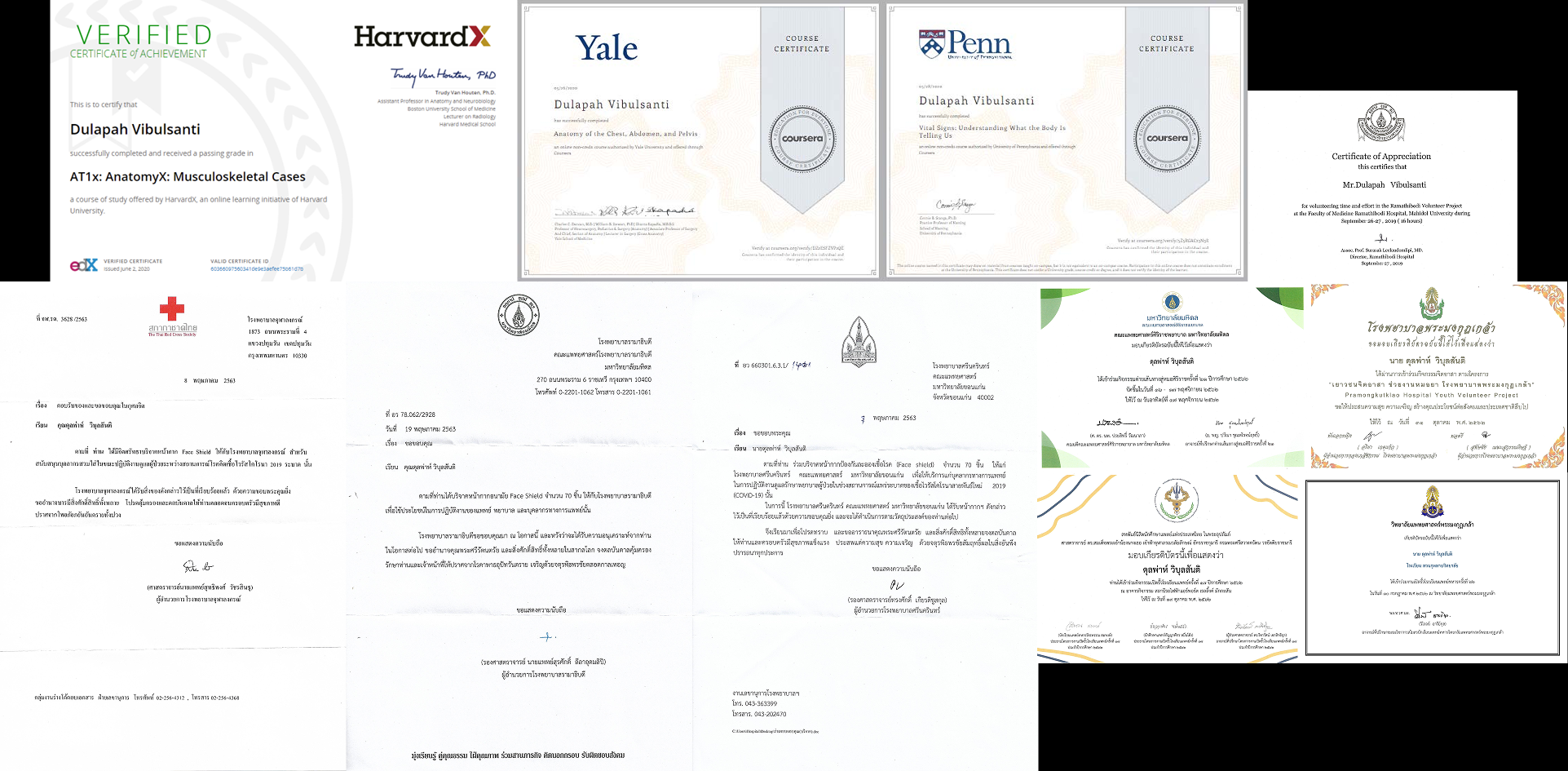 My collection of medical and volunteer certificates