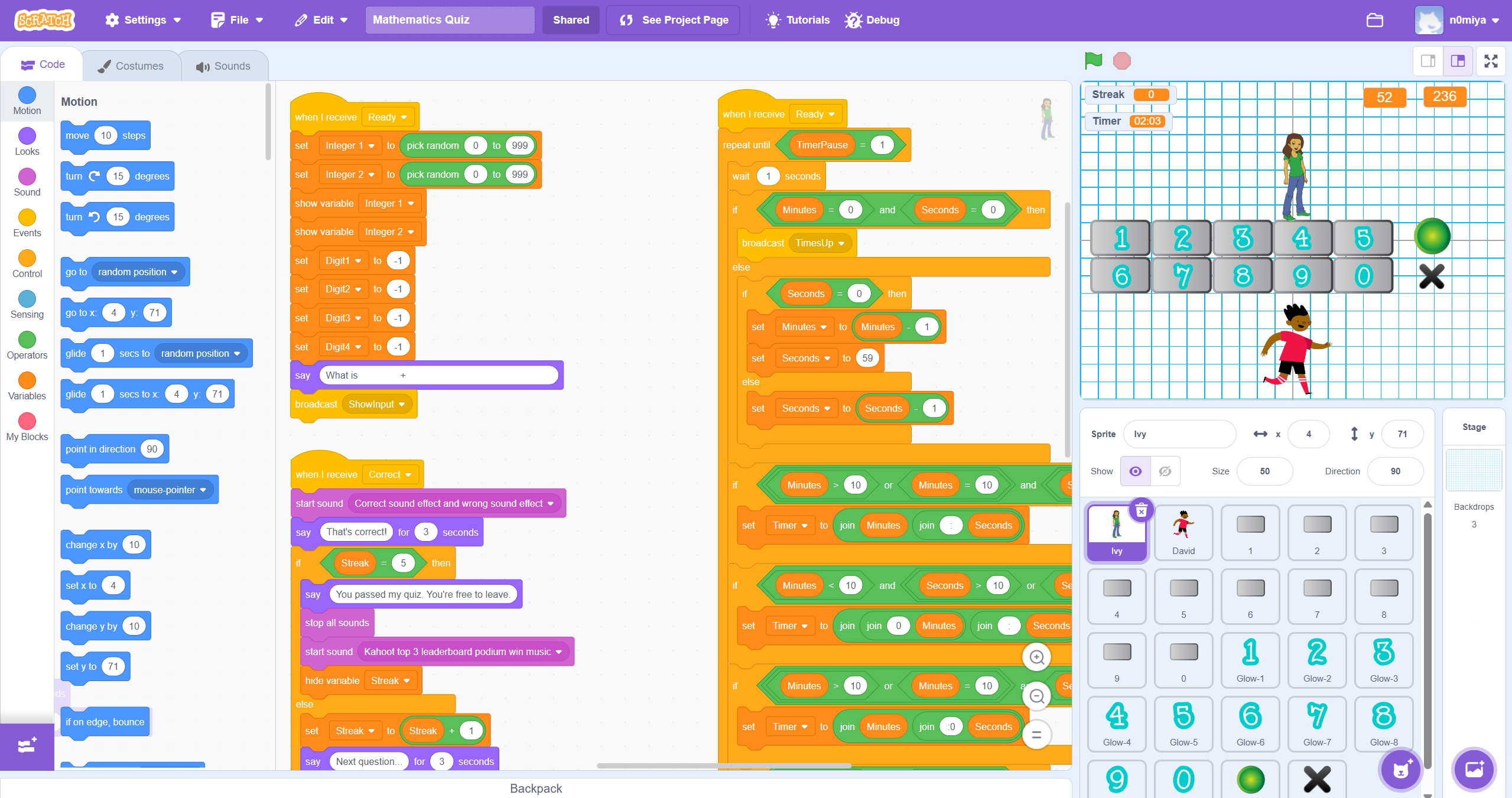 Scratch project screenshot: My first interactive game