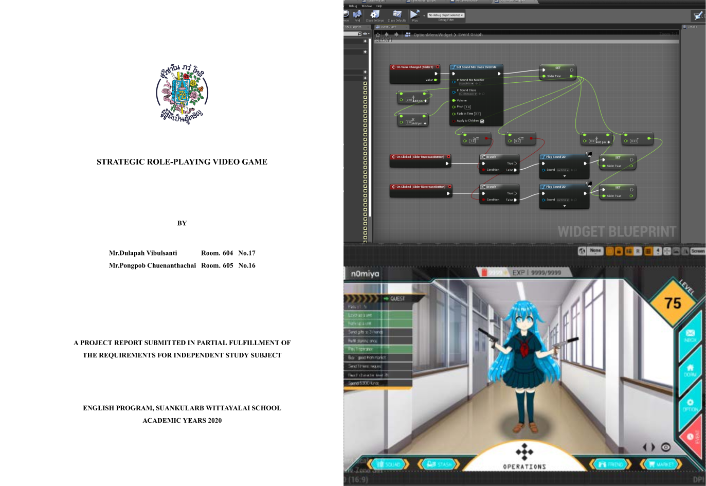 Screenshot of my student-built role-playing video game for stress relief